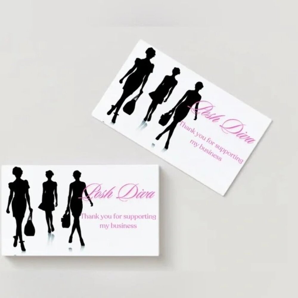 30 Pcs Diva Thank You Business Cards – Boutique Graphic Insert Cards